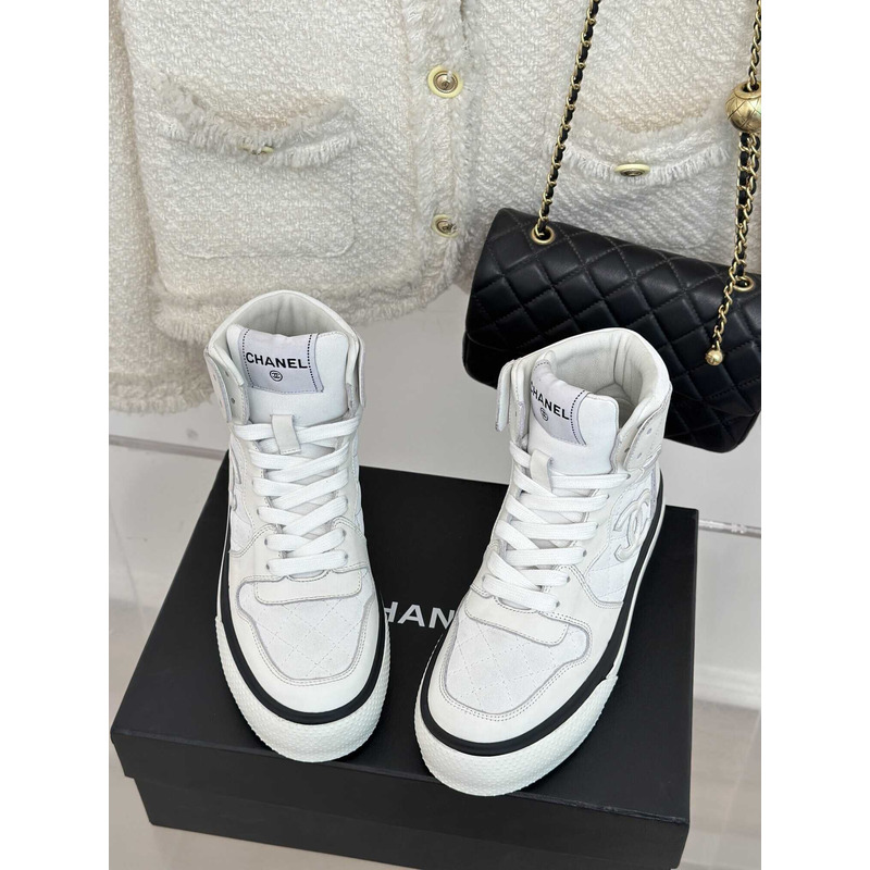 Ch*el sneakers high top white