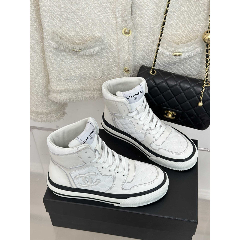 Ch*el sneakers high top white