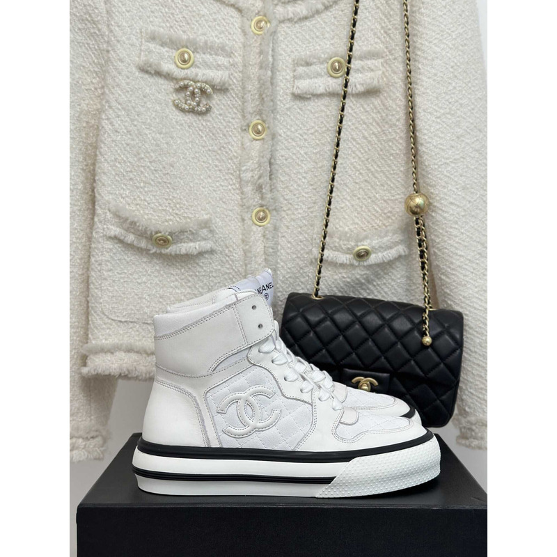 Ch*el sneakers high top white