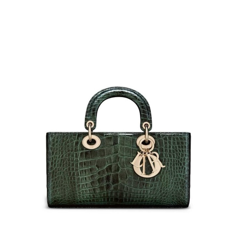 D*or crocodile leather handbag green