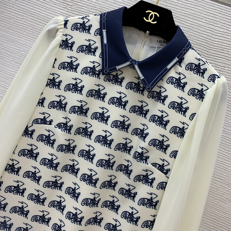 Ce**e shirt dress white and navy blue