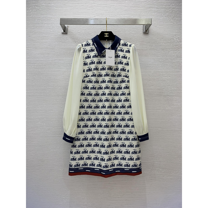 Ce**e shirt dress white and navy blue