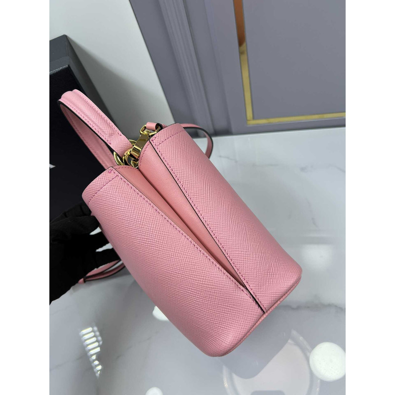 Pra*a double small saffiano bag pink