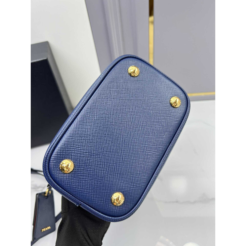 Pra*a double small saffiano bag navy blue