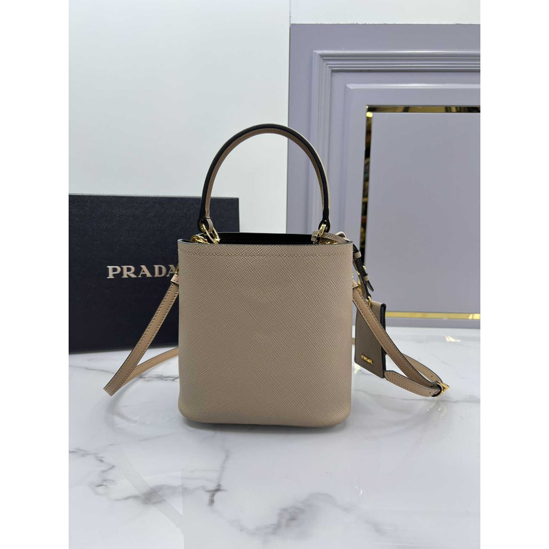 Pra*a double small saffiano bag beige