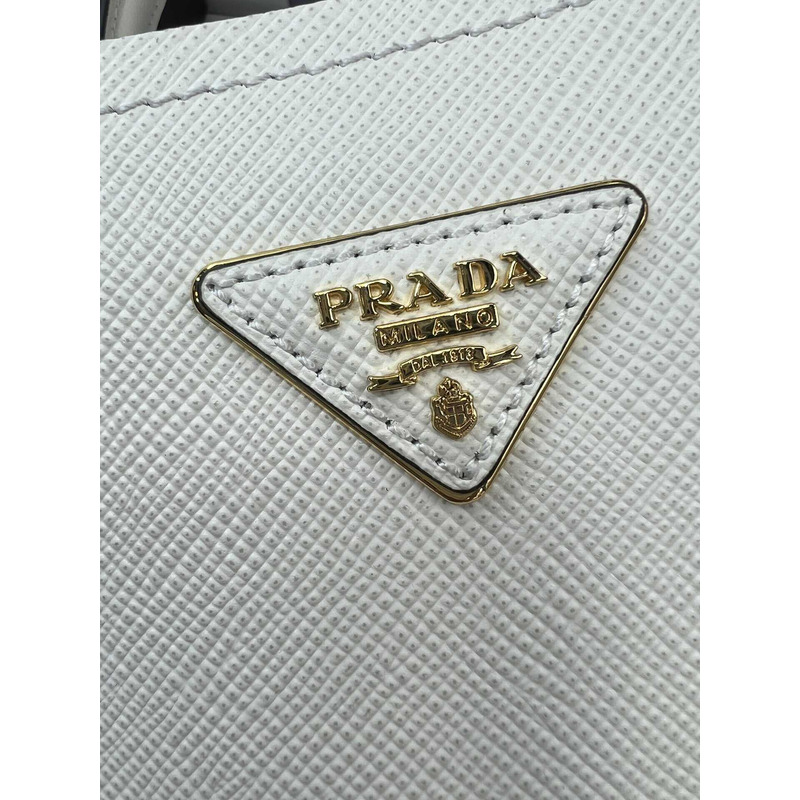 Pra*a double small saffiano bag white