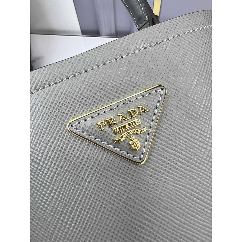 Pra*a double small saffiano bag slate grey