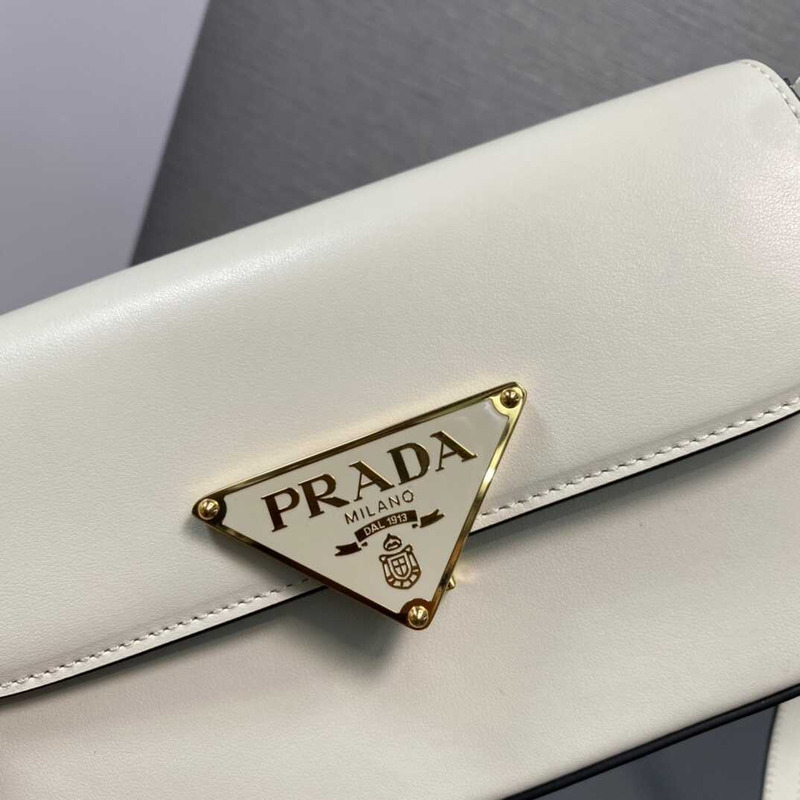 Pra*a leather shoulder bag white