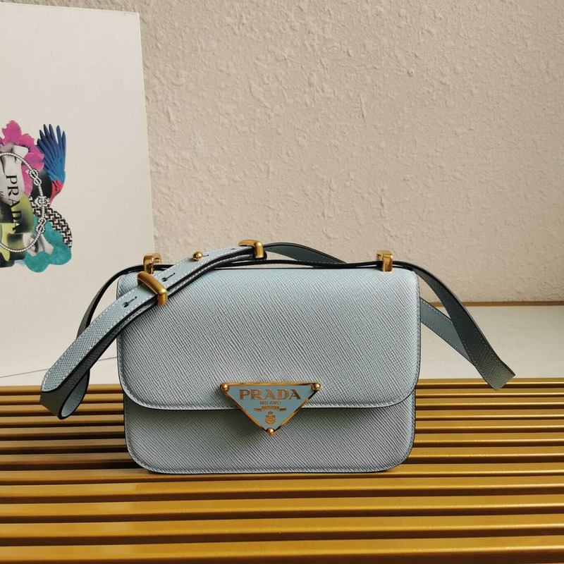 Pra*a emblème leather bag blue