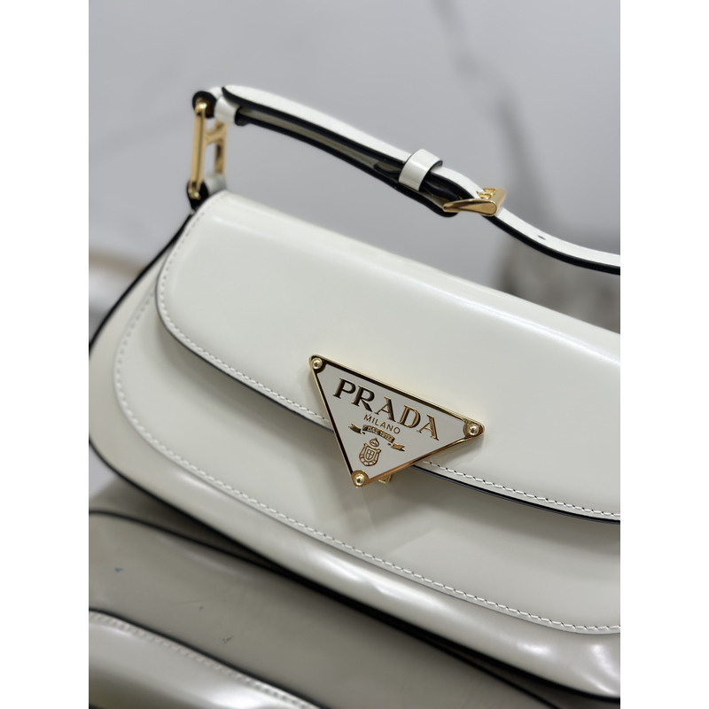 Pra*a brushed leather shoulder bag white