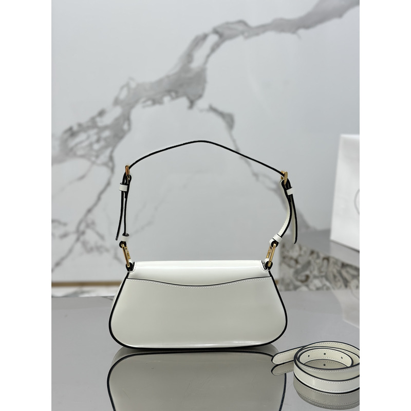 Pra*a brushed leather shoulder bag white