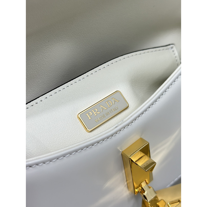 Pra*a brushed leather shoulder bag white