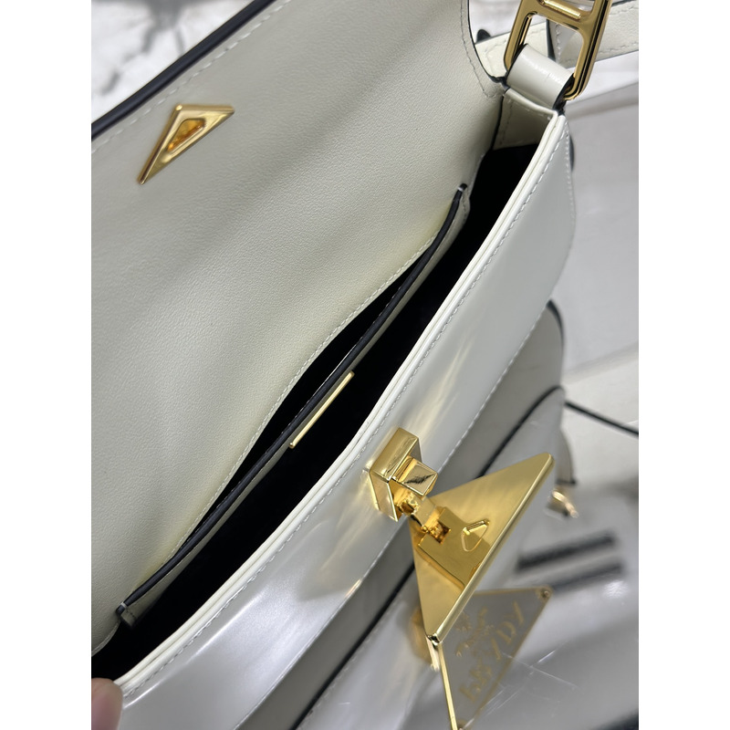 Pra*a brushed leather shoulder bag white