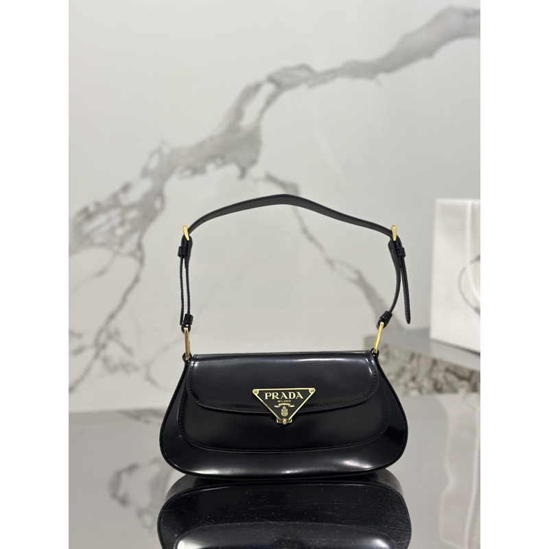 Pra*a brushed leather shoulder bag black