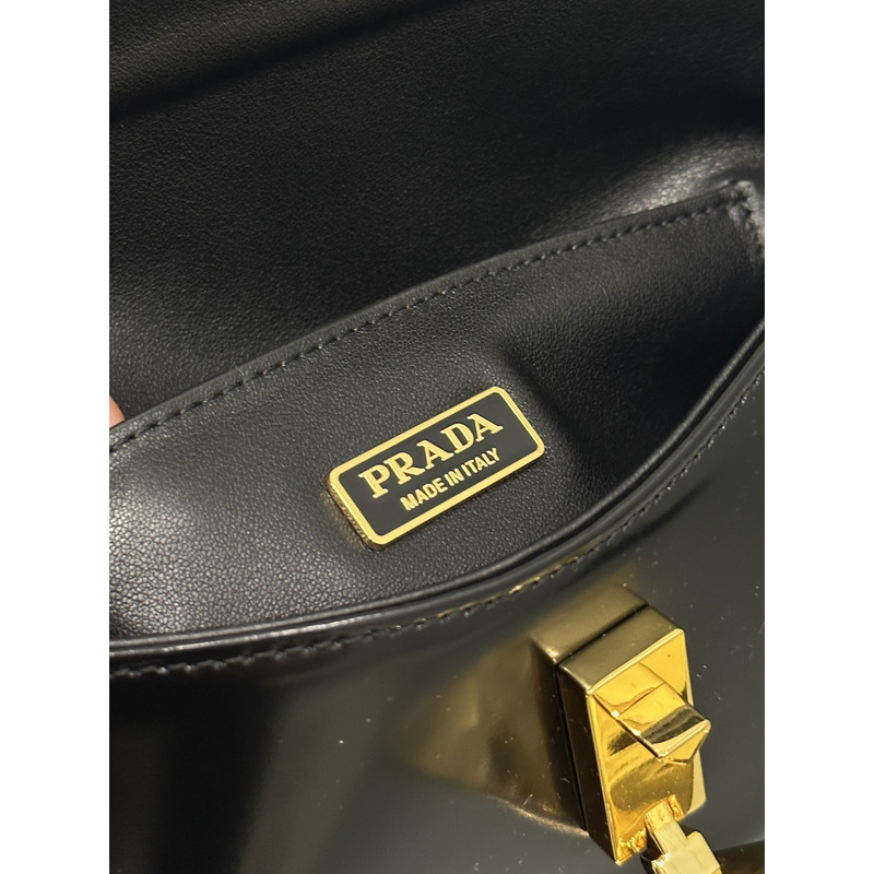 Pra*a brushed leather shoulder bag black