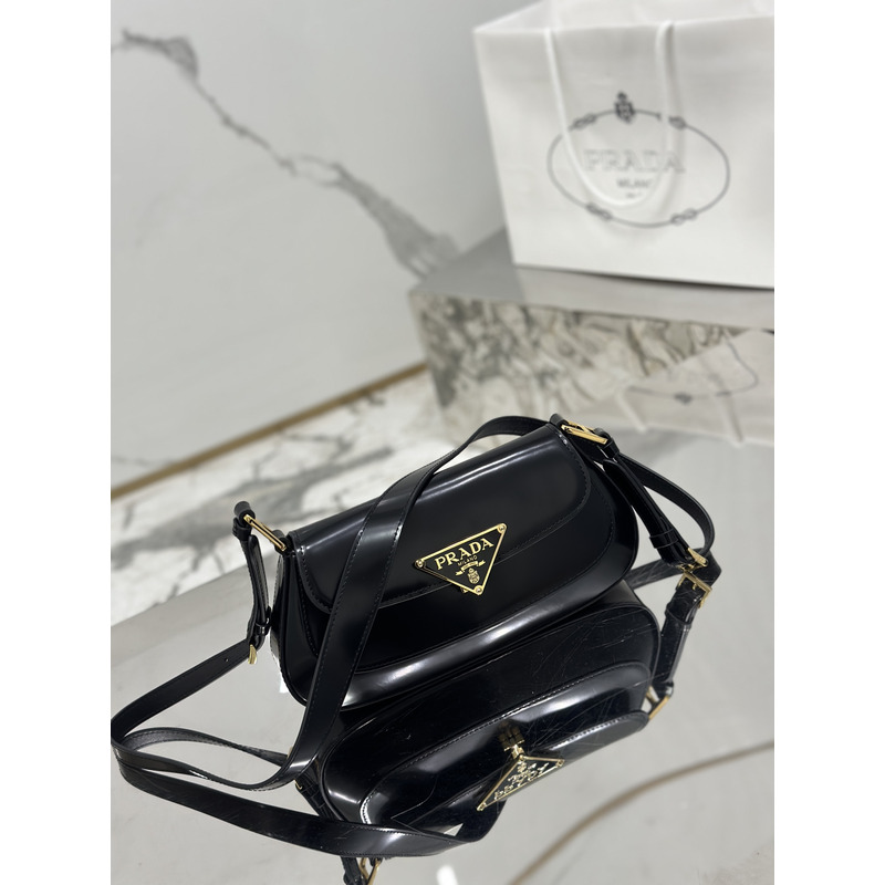 Pra*a brushed leather shoulder bag black