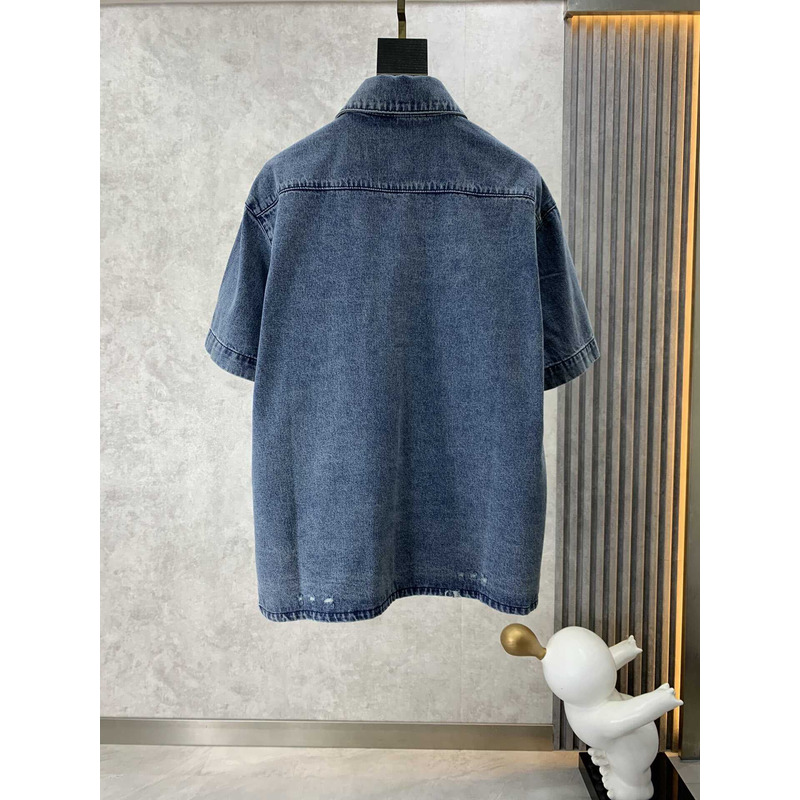 Pra*a chambray short sleeve shirt blue