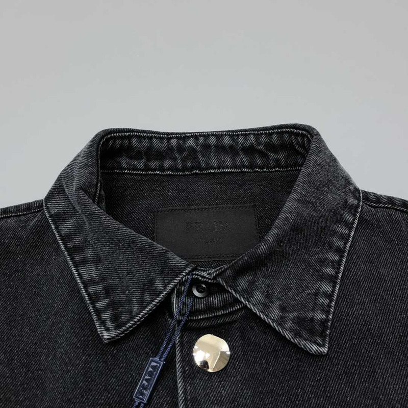 Pra*a chambray short sleeve shirt black