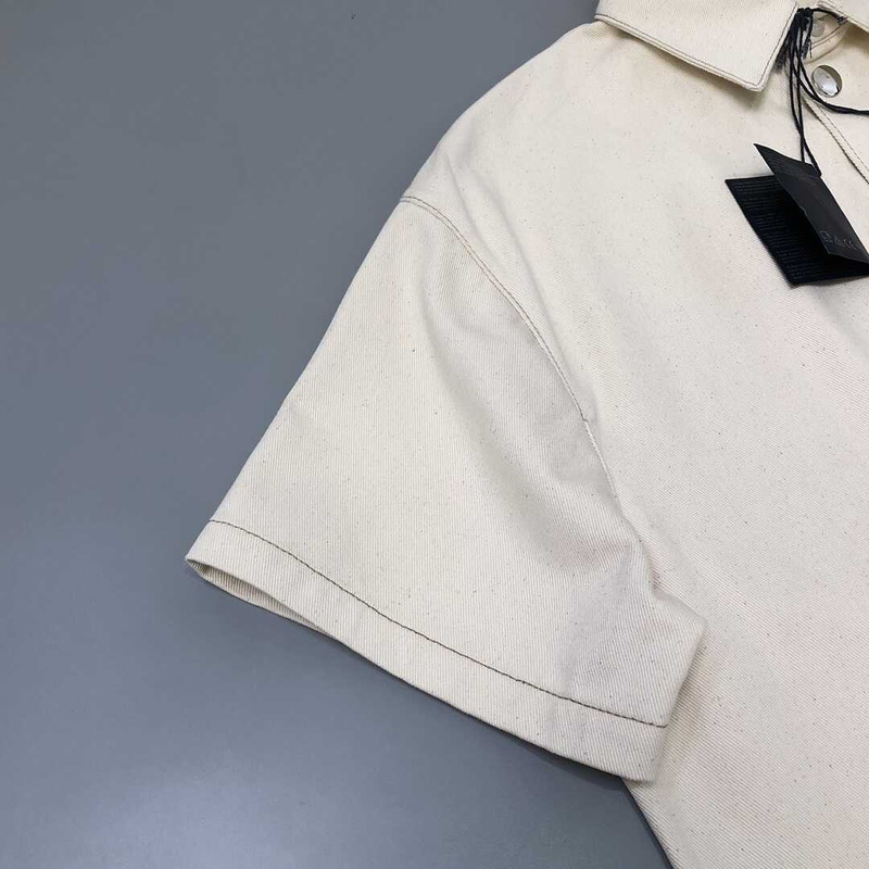 Pra*a chambray short sleeve shirt beige