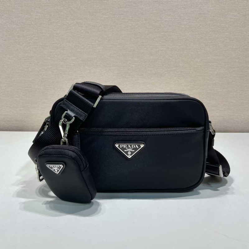 Pra*a logo plaque shoulder bag black