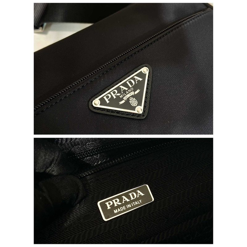 Pra*a logo plaque shoulder bag black