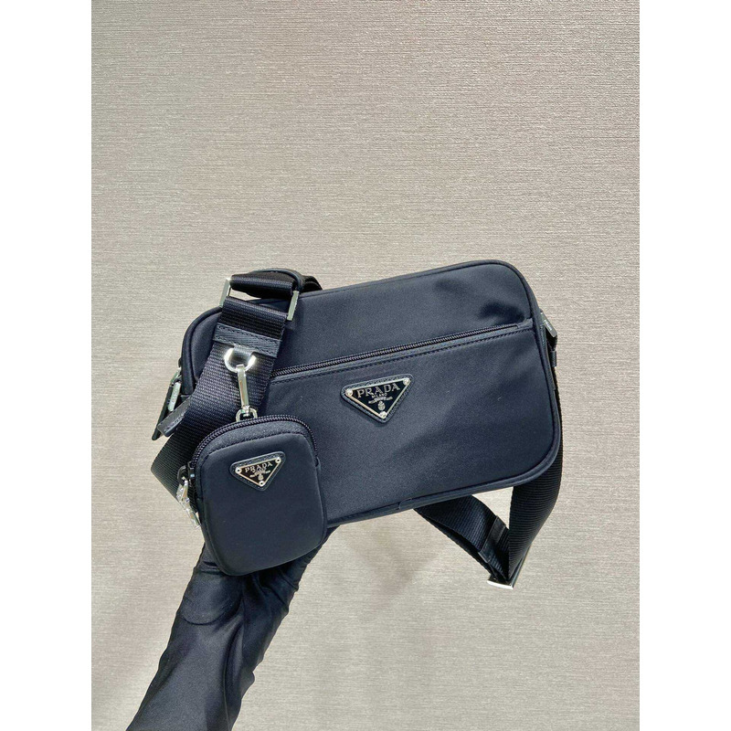 Pra*a logo plaque shoulder bag black