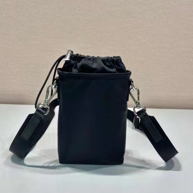 Pra*a nylon mini lanyard bag black