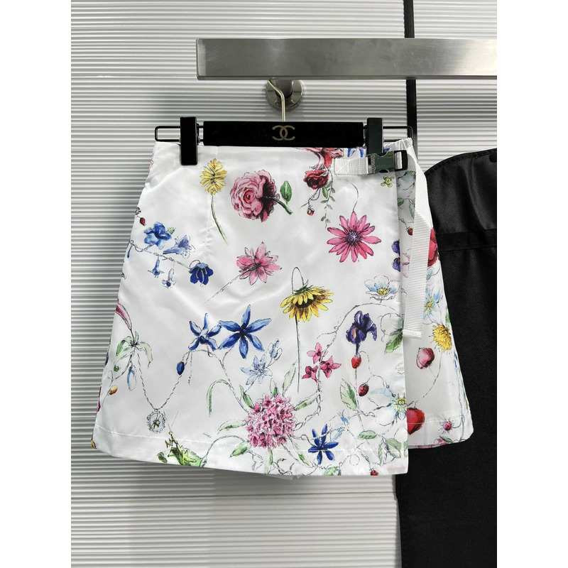 D*or cotton skirt with flowers white