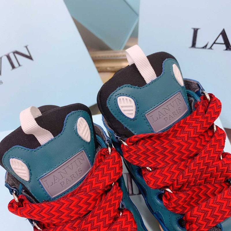 Lanvin Pre-owned Leather Curb Blue Gray In Blue/Grey/Red