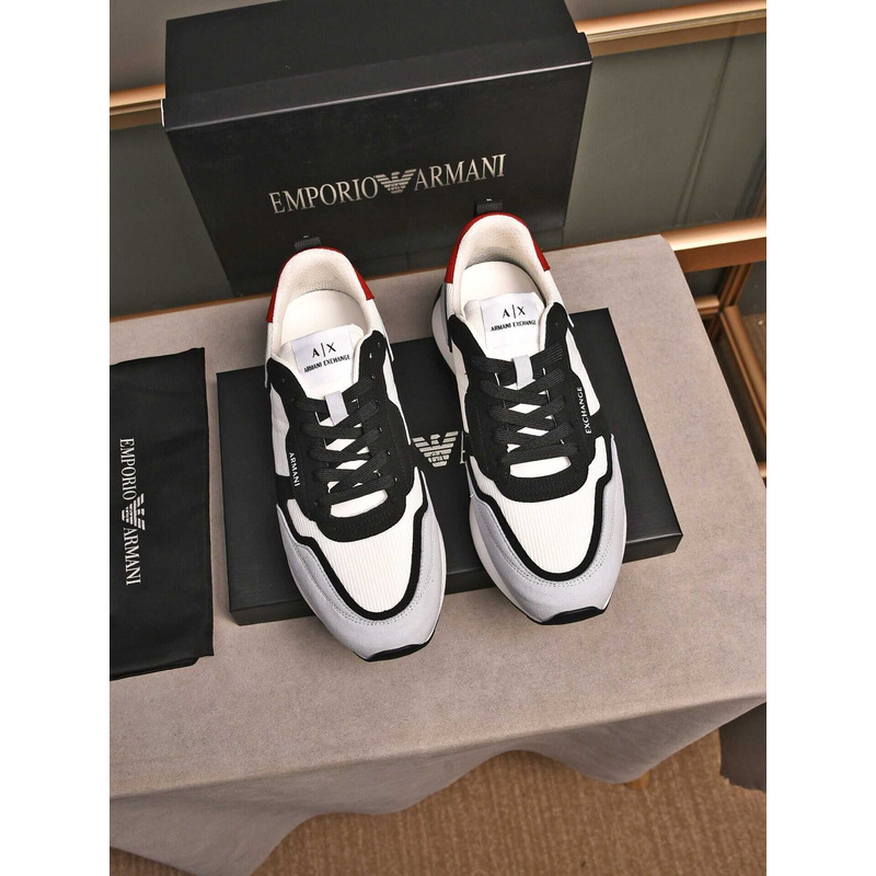 Armani Exchange Low-Top Sneaker With Logo Print White&Grey