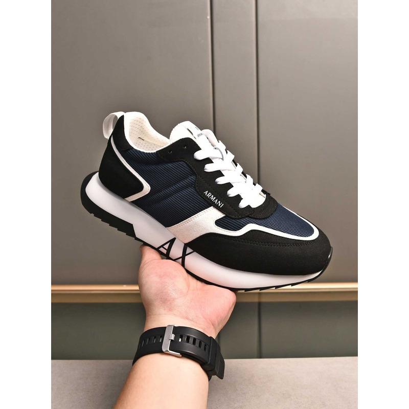 Armani Exchange Low-Top Sneaker With Logo Print Black&Blue