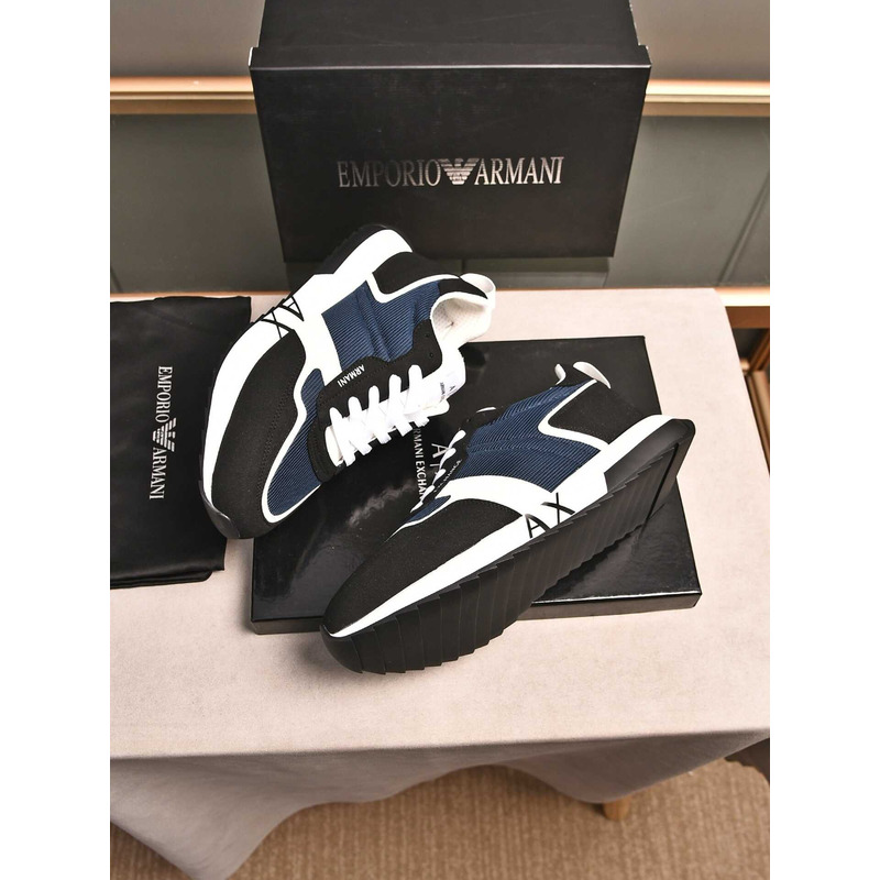 Armani Exchange Low-Top Sneaker With Logo Print Black&Blue