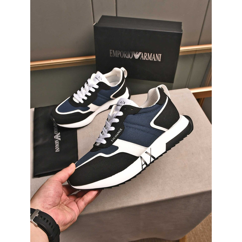 Armani Exchange Low-Top Sneaker With Logo Print Black&Blue