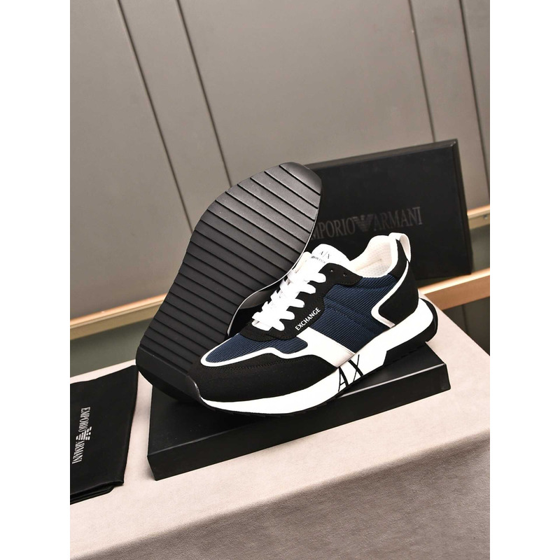 Armani Exchange Low-Top Sneaker With Logo Print Black&Blue