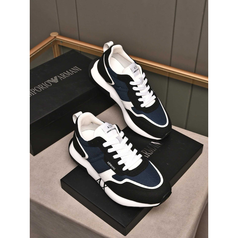 Armani Exchange Low-Top Sneaker With Logo Print Black&Blue