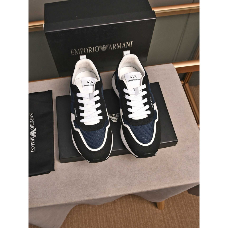 Armani Exchange Low-Top Sneaker With Logo Print Black&Blue