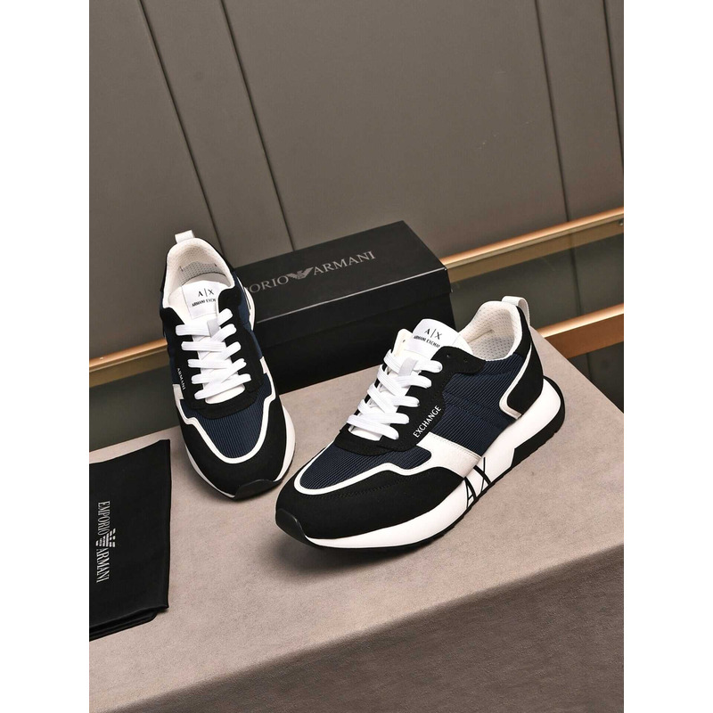 Armani Exchange Low-Top Sneaker With Logo Print Black&Blue