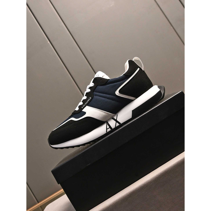 Armani Exchange Low-Top Sneaker With Logo Print Black&Blue