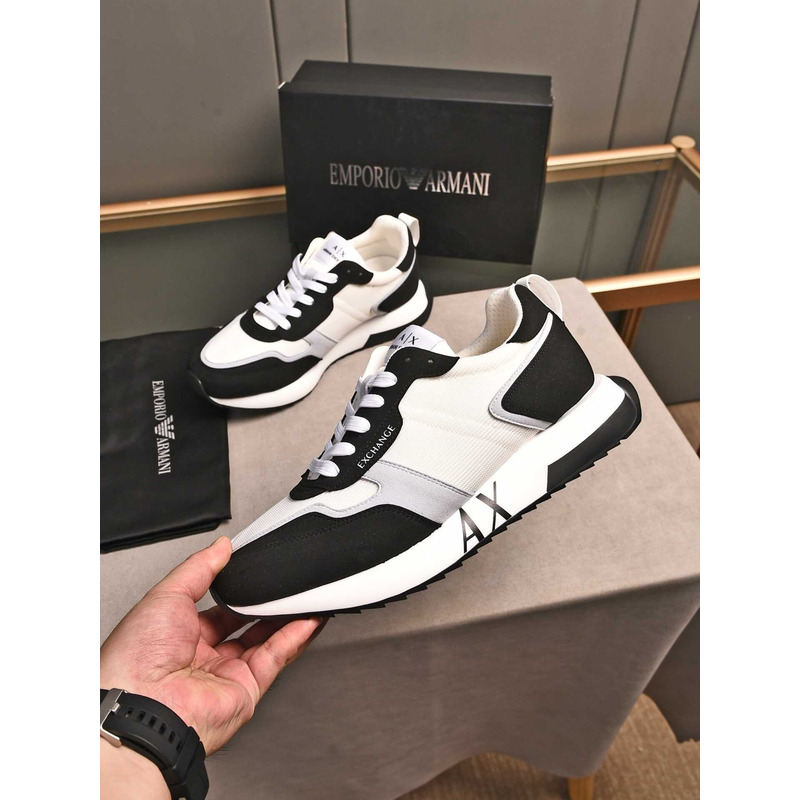 Armani Exchange Low-Top Sneaker With Logo Print White&Black