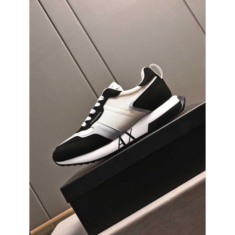 Armani Exchange Low-Top Sneaker With Logo Print White&Black