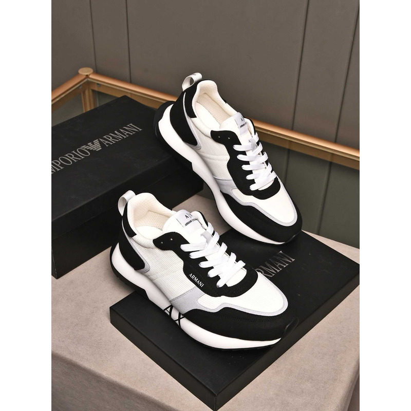 Armani Exchange Low-Top Sneaker With Logo Print White&Black