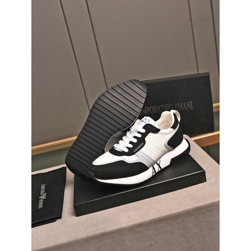 Armani Exchange Low-Top Sneaker With Logo Print White&Black