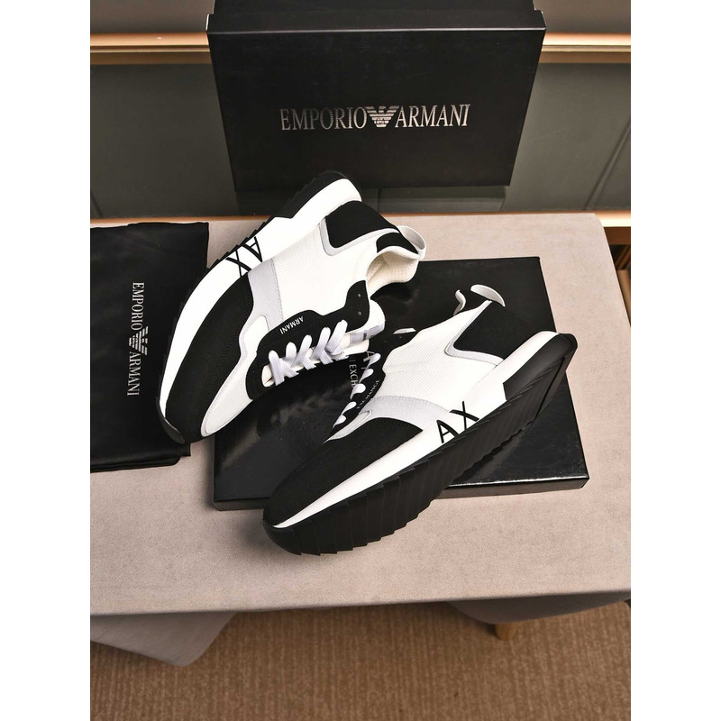 Armani Exchange Low-Top Sneaker With Logo Print White&Black