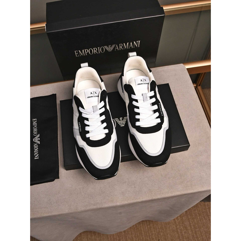 Armani Exchange Low-Top Sneaker With Logo Print White&Black