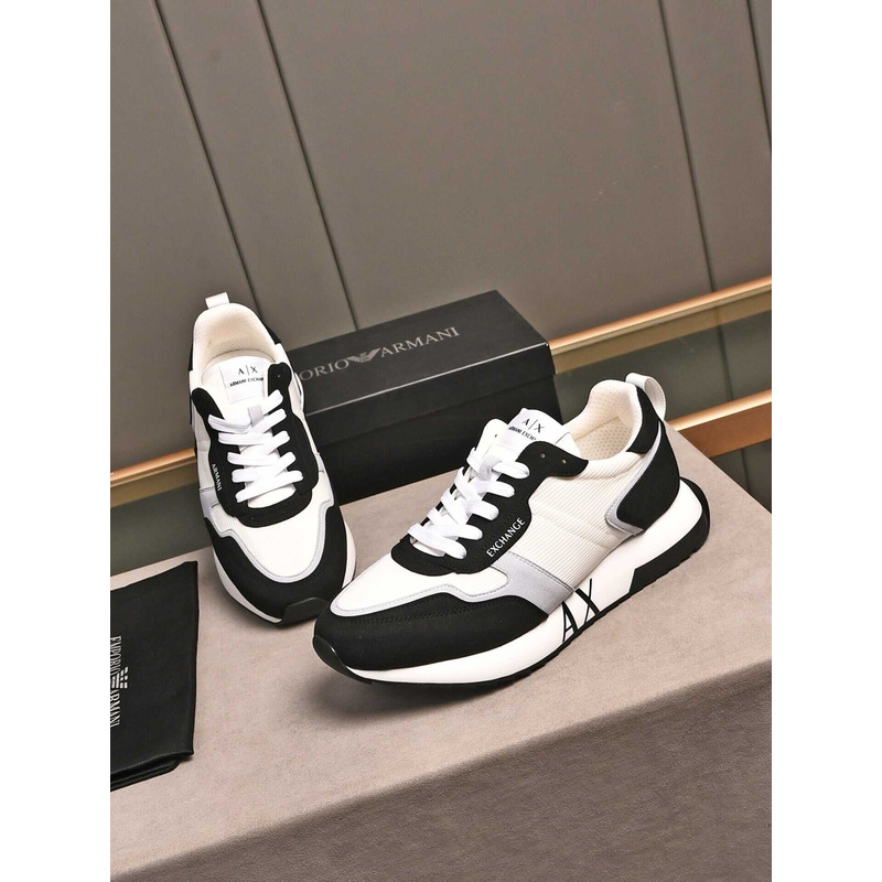 Armani Exchange Low-Top Sneaker With Logo Print White&Black