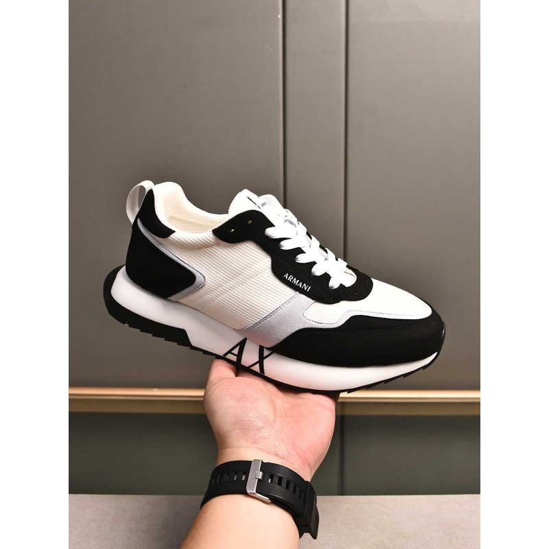 Armani Exchange Low-Top Sneaker With Logo Print White&Black