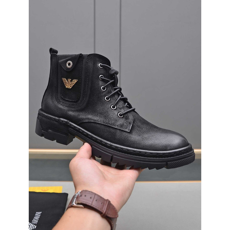 Pra*a men\''s leather lace-up boots black