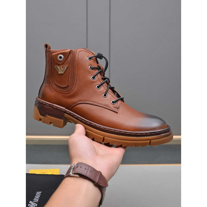 Pra*a men\''s leather lace-up boots brown