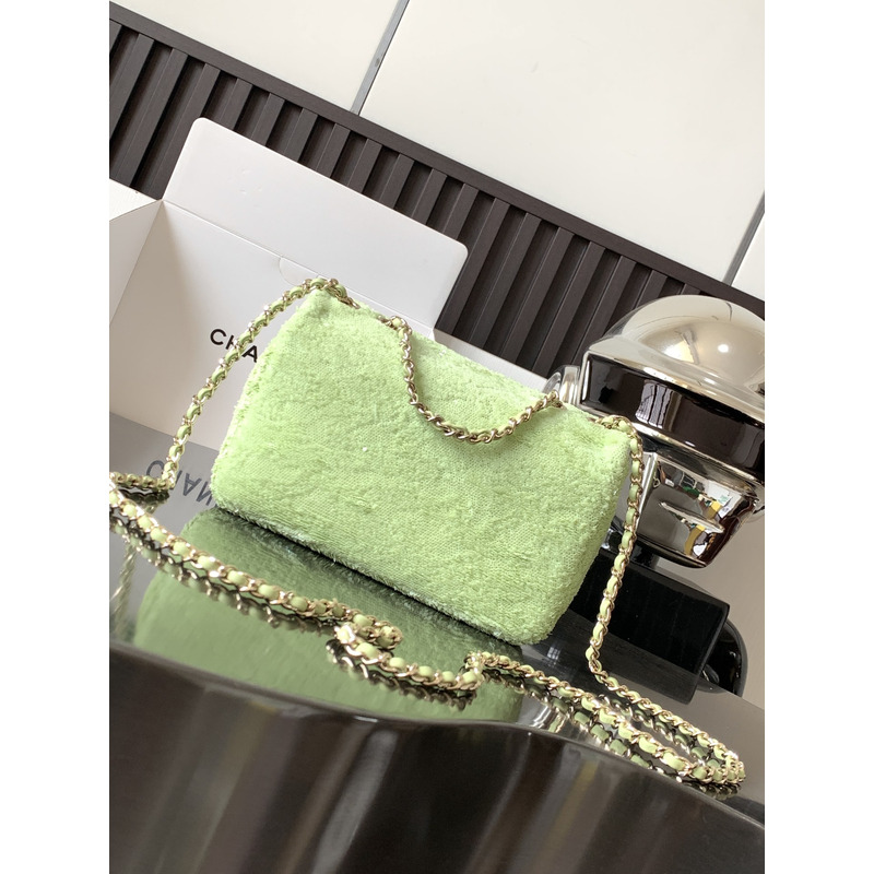 Ch*el mini sequins flap bag green