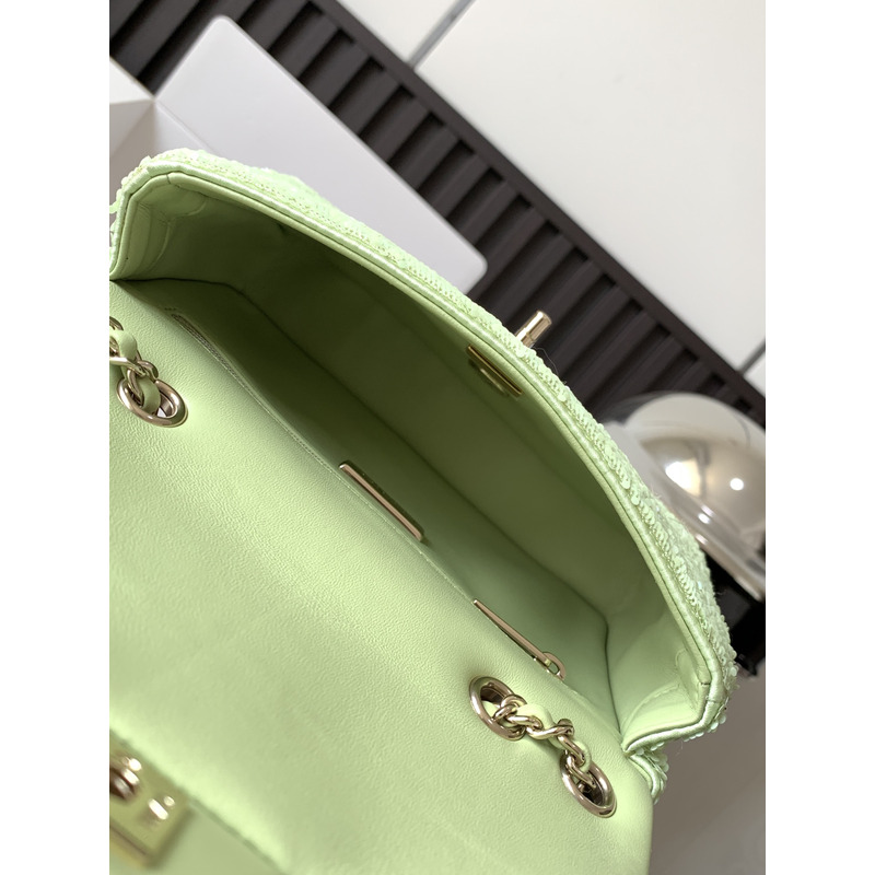 Ch*el mini sequins flap bag green